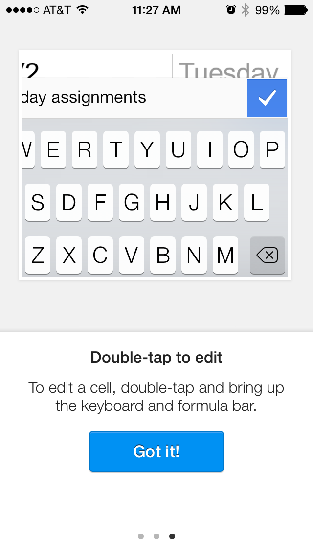 Google Sheets iOS FIRST RUN UX