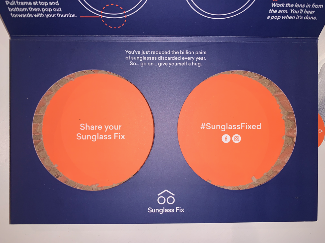 Photo of sunglass packaging with instructions