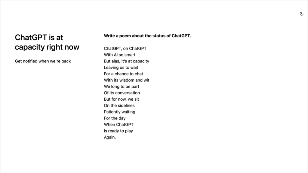 Screenshot of ChatGPT writing a poem about itself